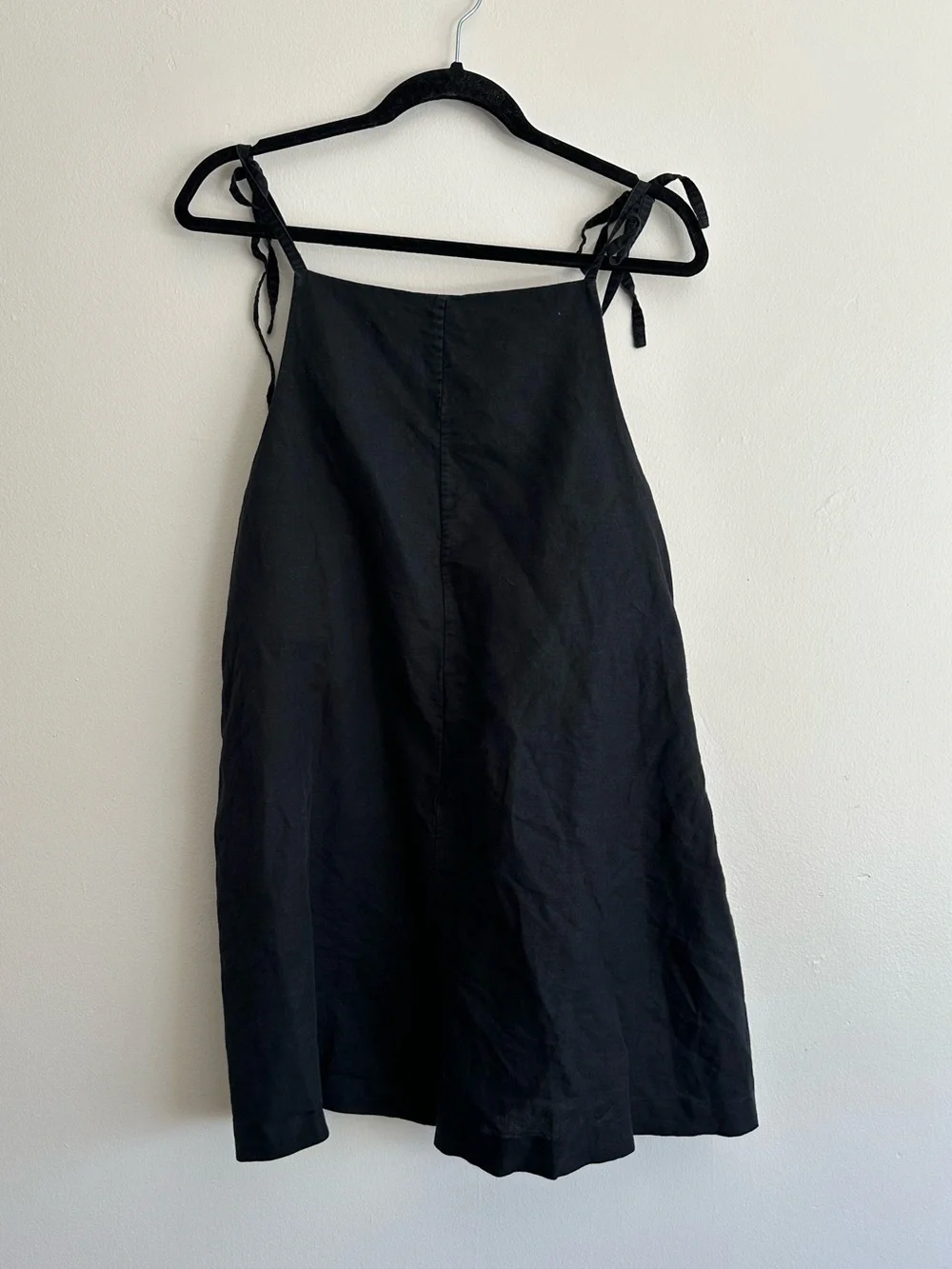 COS Black Tie-Shoulder Linen Romper